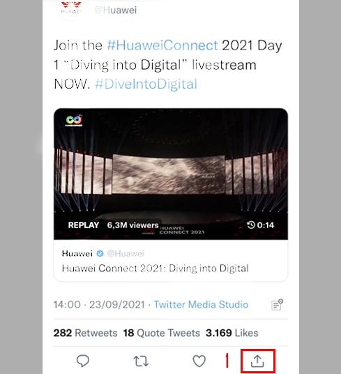 Press the share button on the post